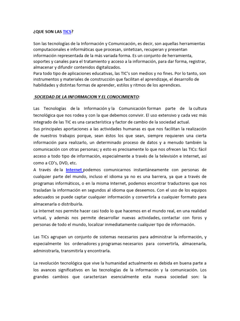 Que Son Las Tics | PDF | Tecnología de información y comunicaciones ...