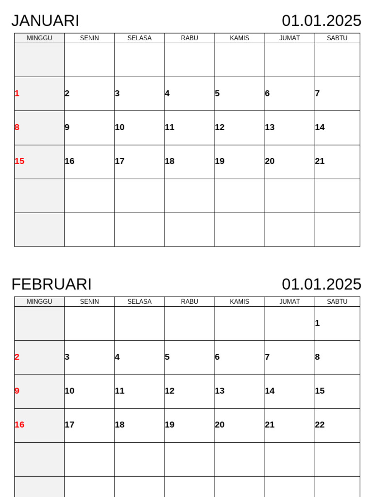 Perencana Kalender Januari 2025 01 | PDF