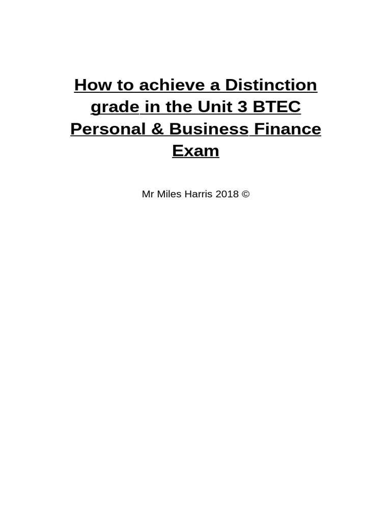 Distinction Guide for BTEC Finance Exam | PDF | Evaluation | Loans