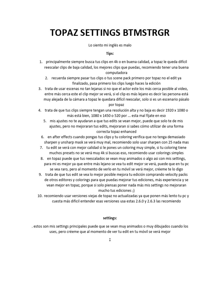 Espanol Topaz Settings BTMSTRGR | PDF