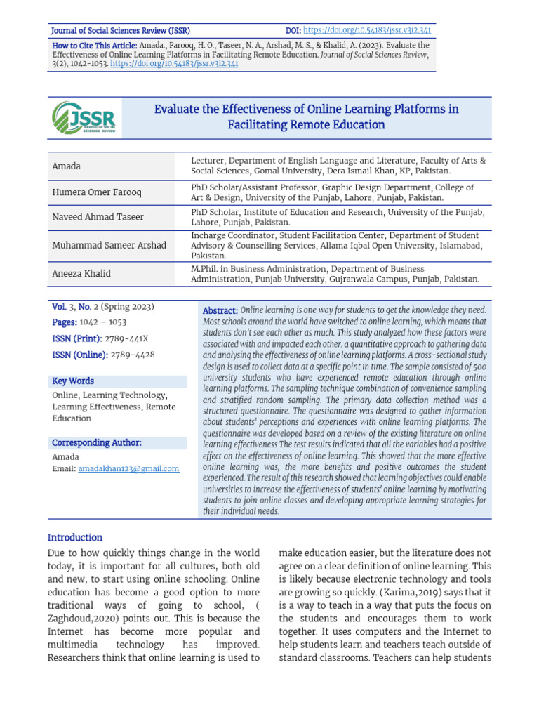 Effectiveness of Online Learning Platforms | PDF | Educational ...