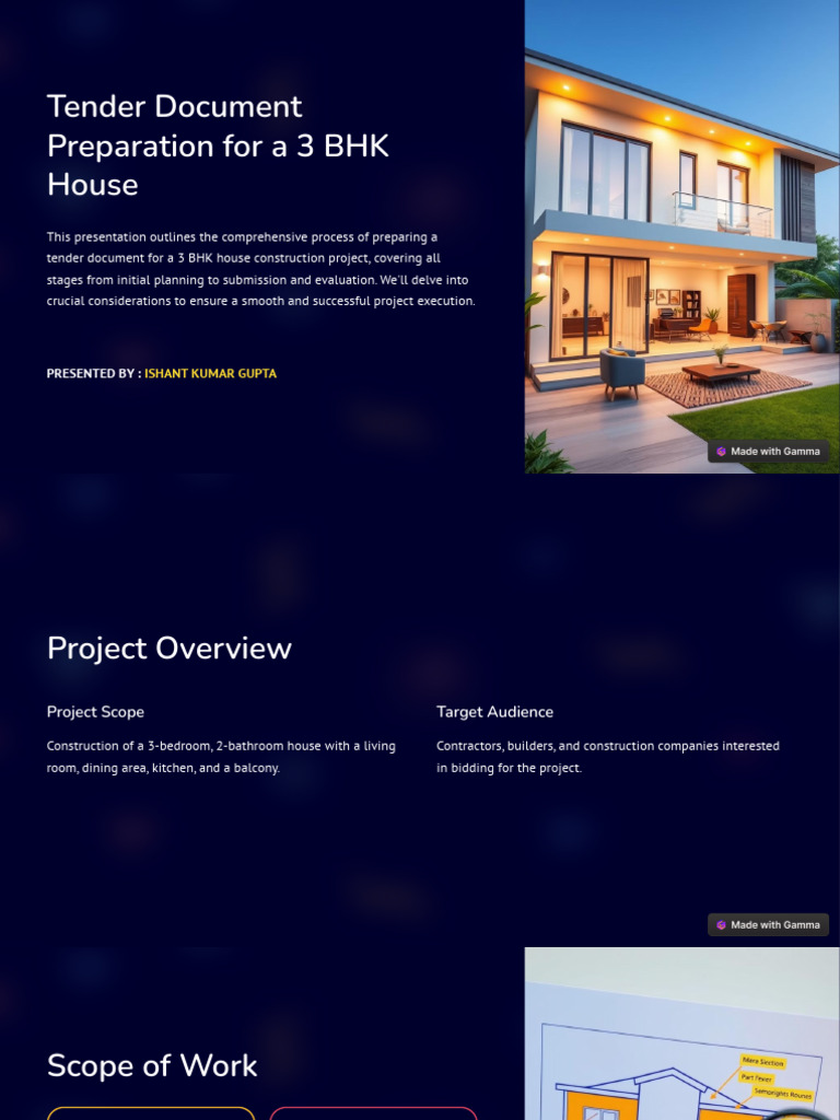 3 BHK House Tender Document Guide | PDF | Plumbing | Wall