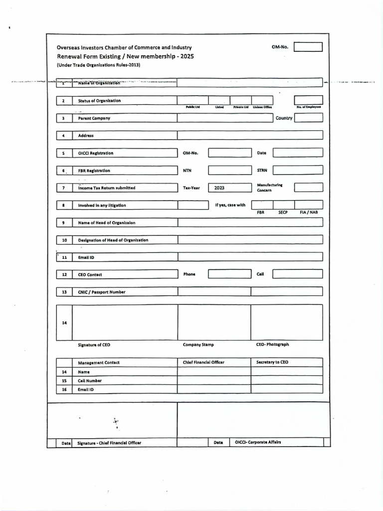 OICCI Member Ship Form | PDF