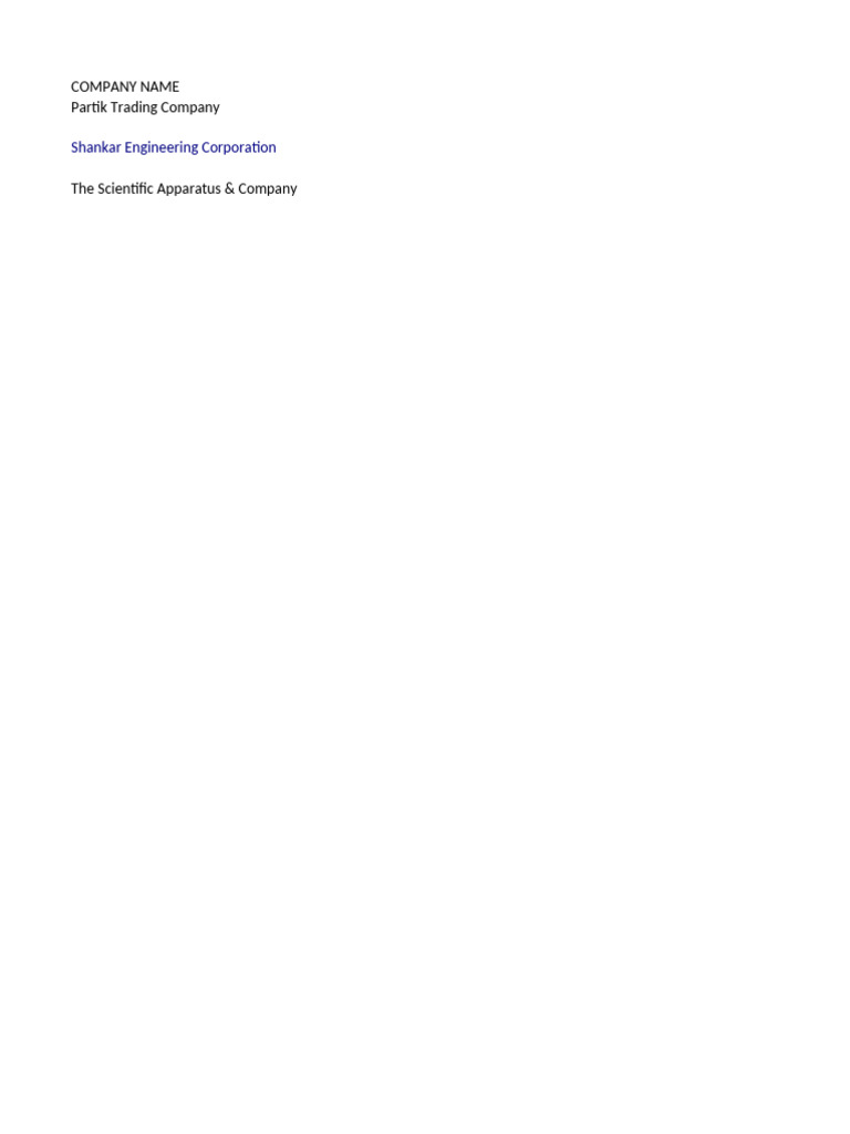 Partik Trading Company Contact Details | PDF