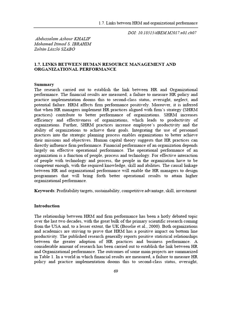 HRM's Impact on Organizational Performance | PDF | Human Resource ...