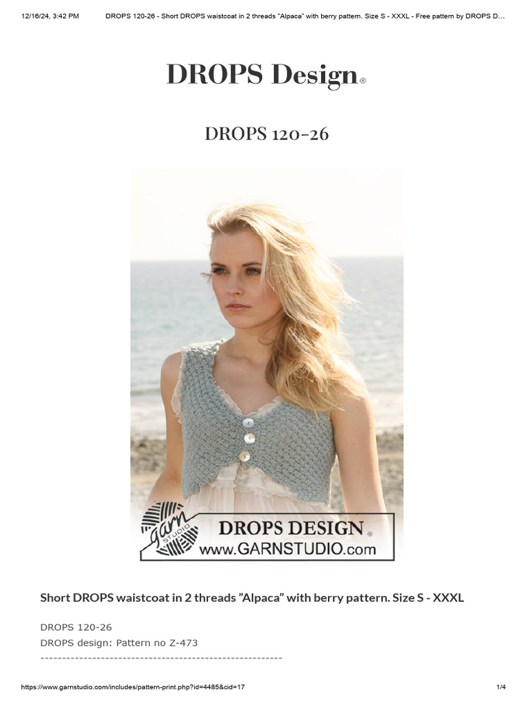 DROPS 120-26 - Short DROPS Waistcoat in 2 Threads | PDF