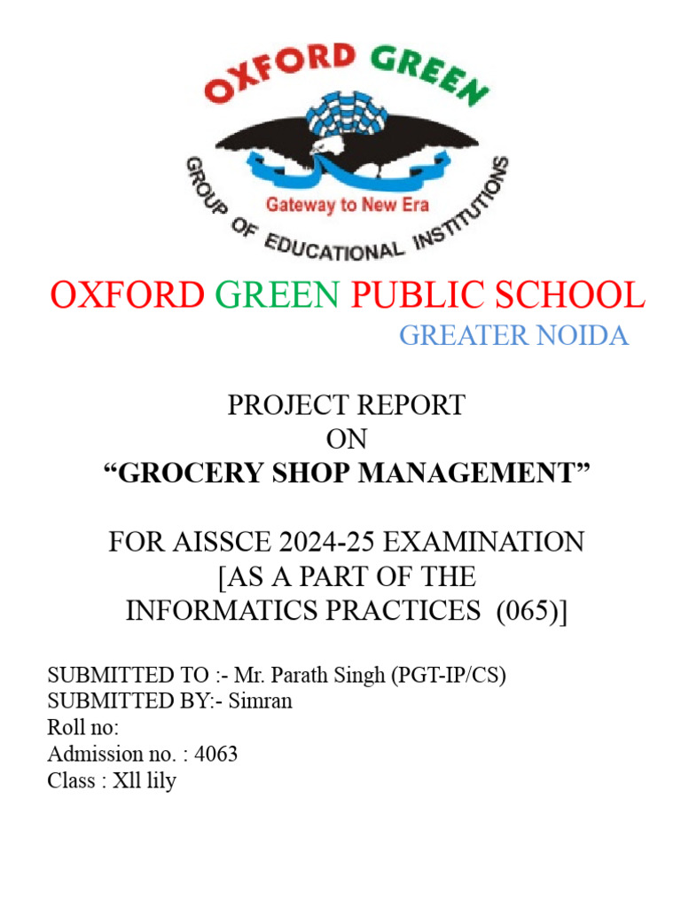 Grocery Shop Management Project Report | PDF