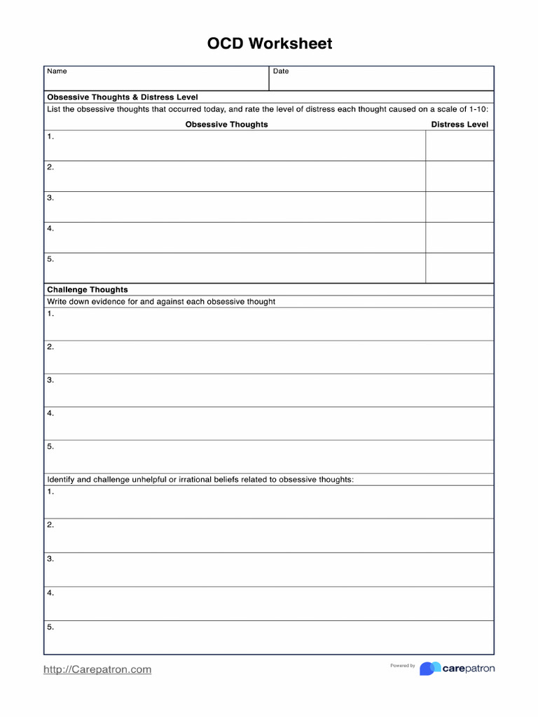 Ocd Worksheets PDF