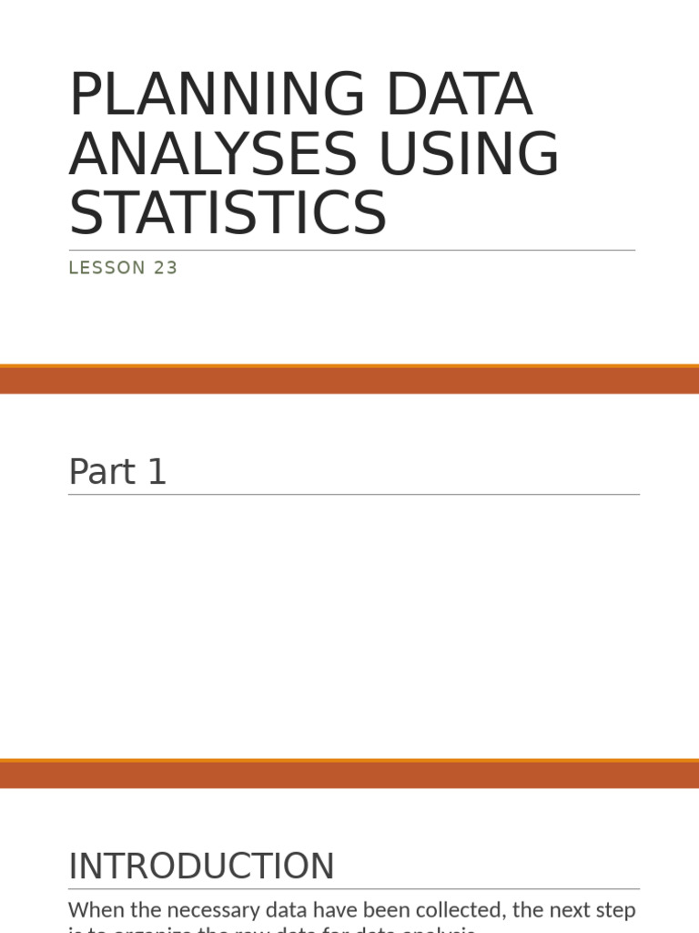 Data Analysis Planning with Statistics | PDF | Statistics | Data Analysis
