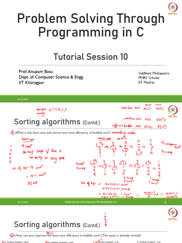 C Programming: Sorting & Pointers Guide | PDF