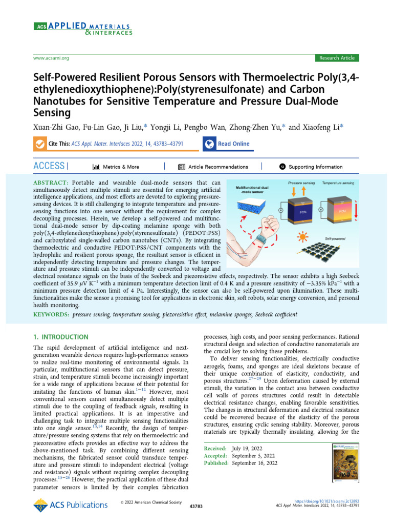 2022-ACS AMI-Self-Powered Resilient Porous Sensors With Thermoelectric ...