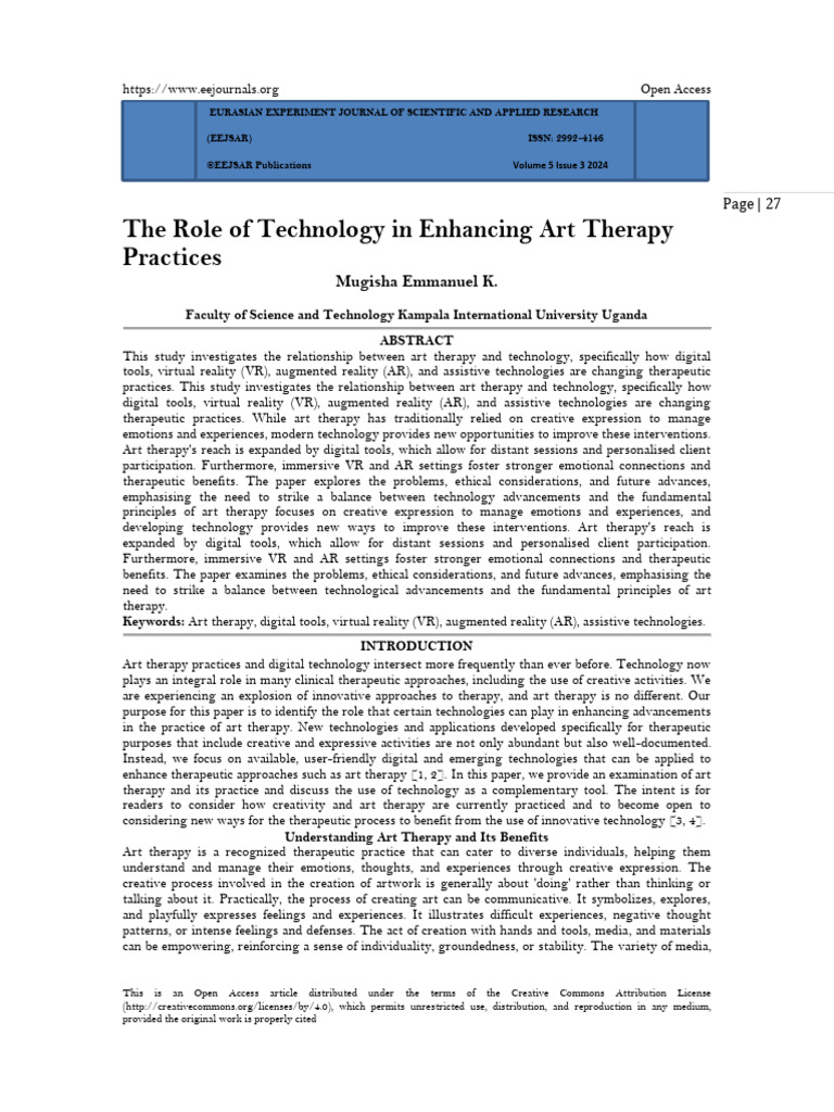 Tech-Enhanced Art Therapy | PDF | Art Therapy | Psychotherapy