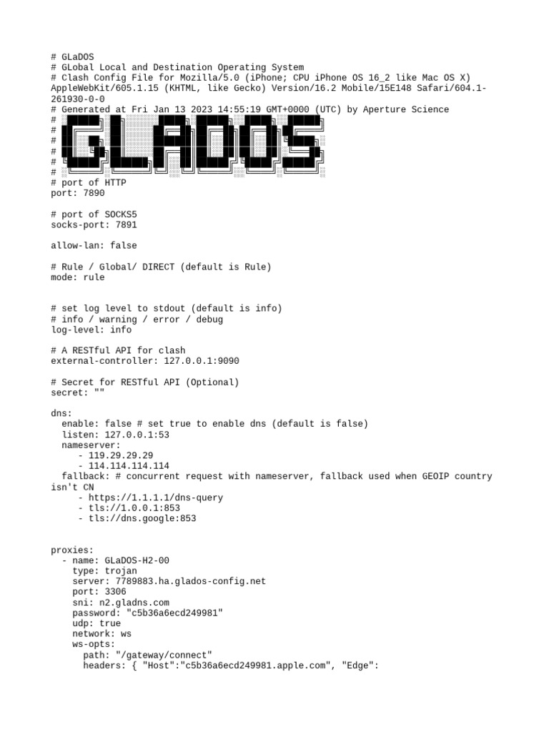 GLaDOS Config for iPhone Users | PDF | Transport Layer Security | Port ...