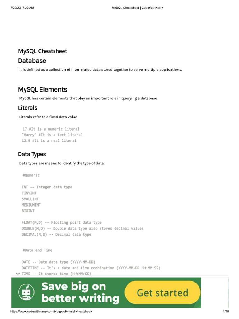 my sql cheatsheet | PDF