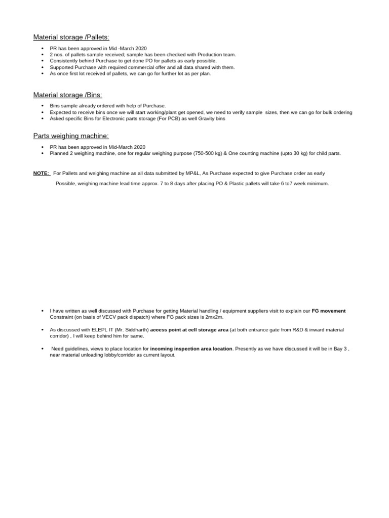 Material Storage Status | PDF