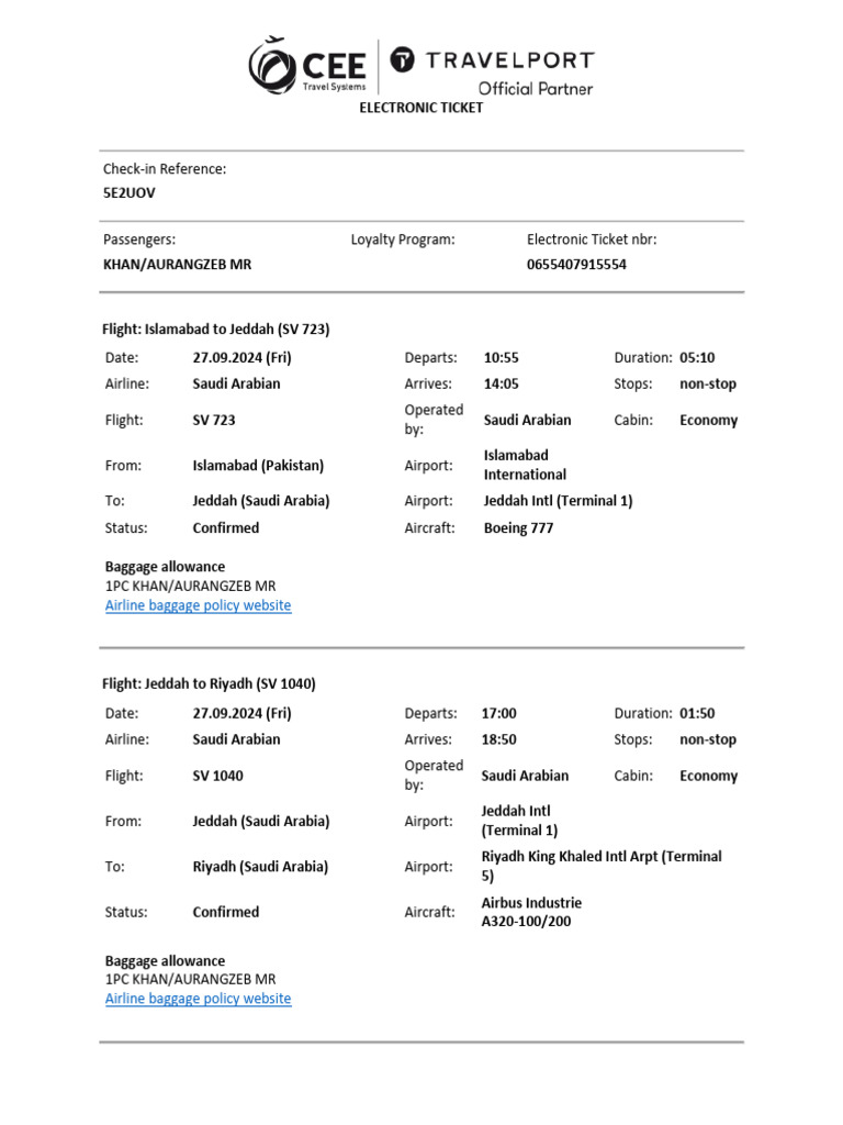 Aurangzeb Khan Issued Ticket | PDF