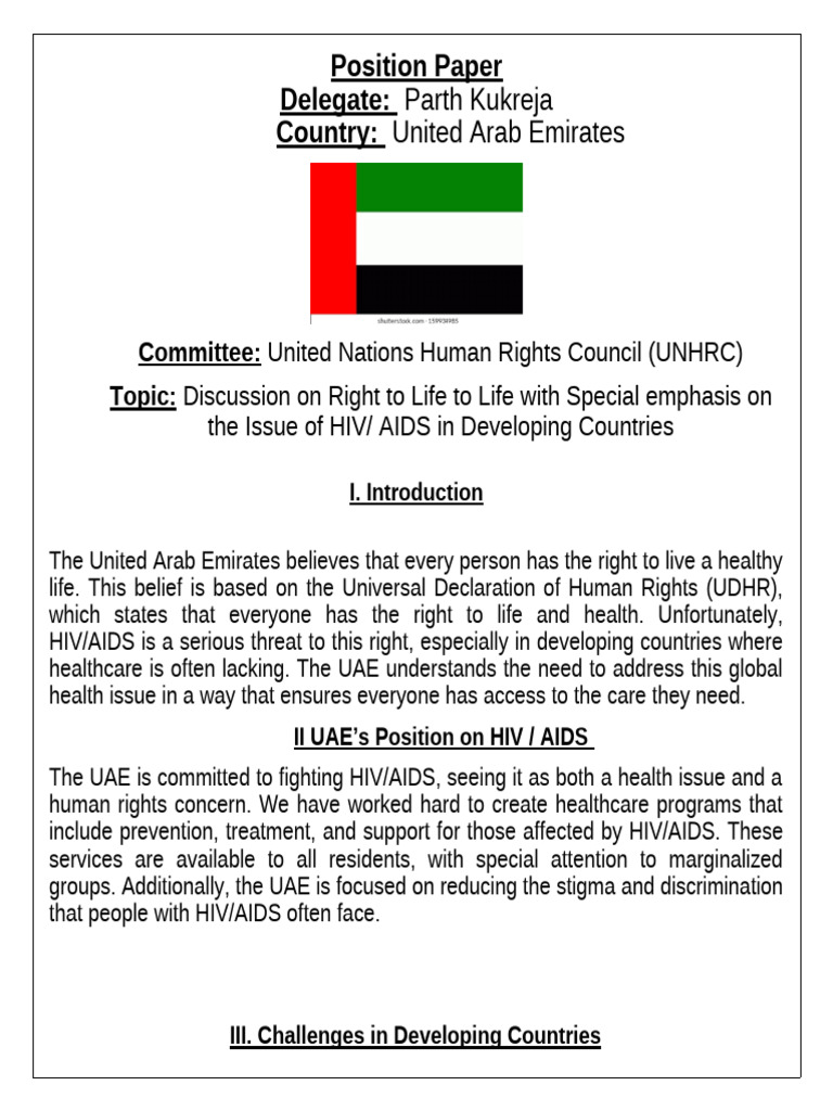 United Arab Emirates_Position_Paper | PDF | Hiv/Aids | United Arab Emirates