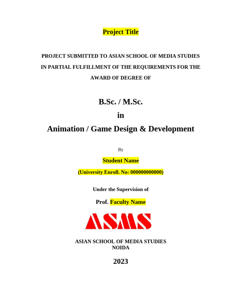 Project Submission for Animation Degree | PDF