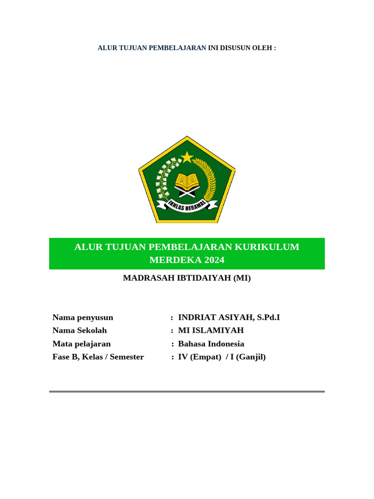 Sampul Perangkat Pembelajaran MI | PDF
