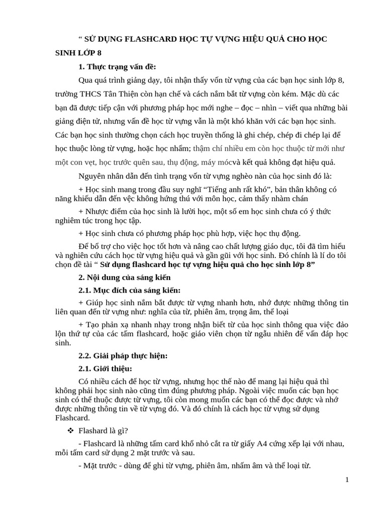 Sk su dung flashcard hoc tu vung hieu qua cho hoc sinh lop 8 pdf