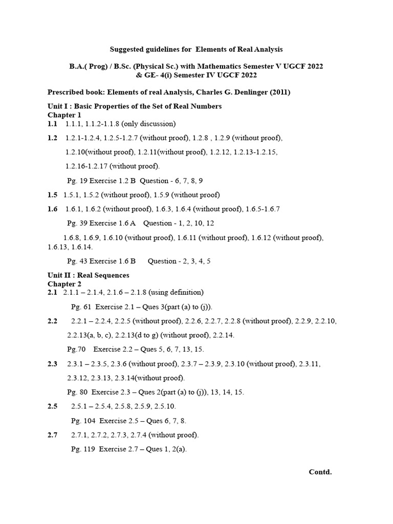 Guidelines of Elements of Real Anal UGCF 2022 | PDF | Mathematical ...