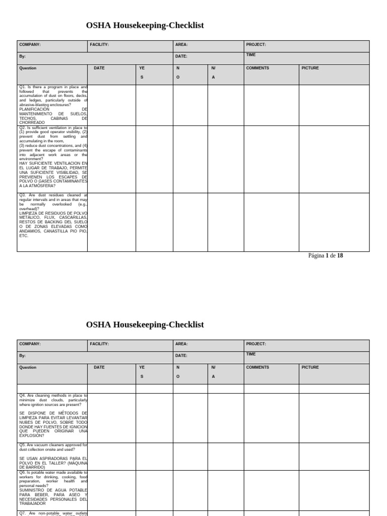OSHA Housekeeping Checklist Guide | PDF