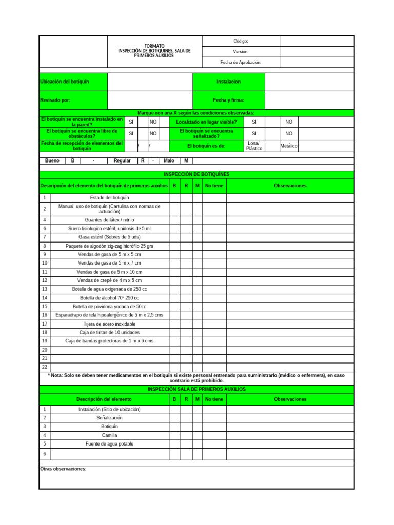 13 Checklist Botiquines y Primeros Auxilios | PDF | Gestión de ...