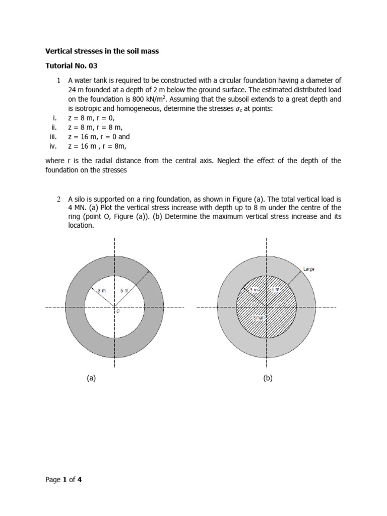 Tutorial 03 - Vertical Stresses in The Soil Mass | PDF | Stress ...