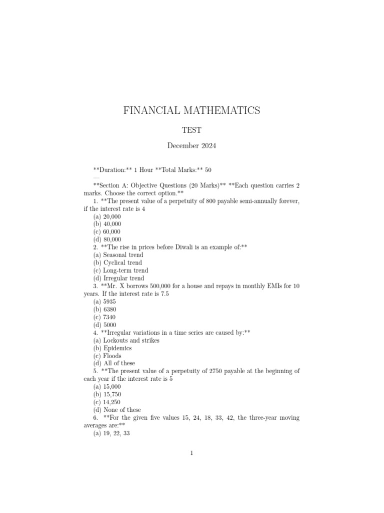Financial Mathematics | PDF | Present Value | Interest