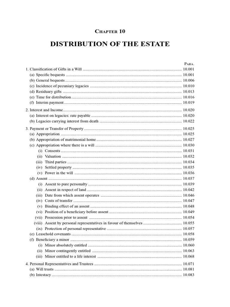 Chapter10 DISTRIBUTION OF THE ESTATE | PDF | Will And Testament | Interest
