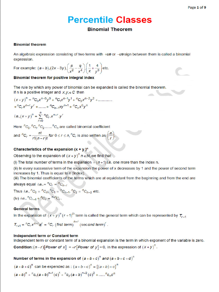 B. Binomial Theorem | PDF