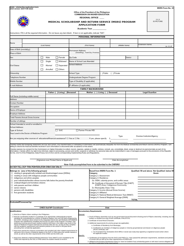 MSRS Scholarship Application Form | PDF | Justice | Crime & Violence
