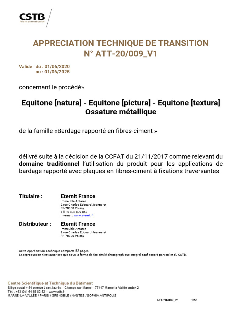 Évaluation Technique du Bardage Equitone | PDF | Rivet | Isolation ...