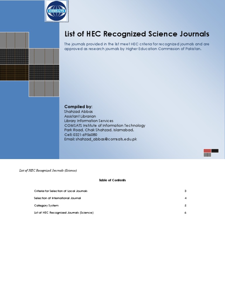 List of HEC Recognized Science Journals PDF Academic Journal Academia