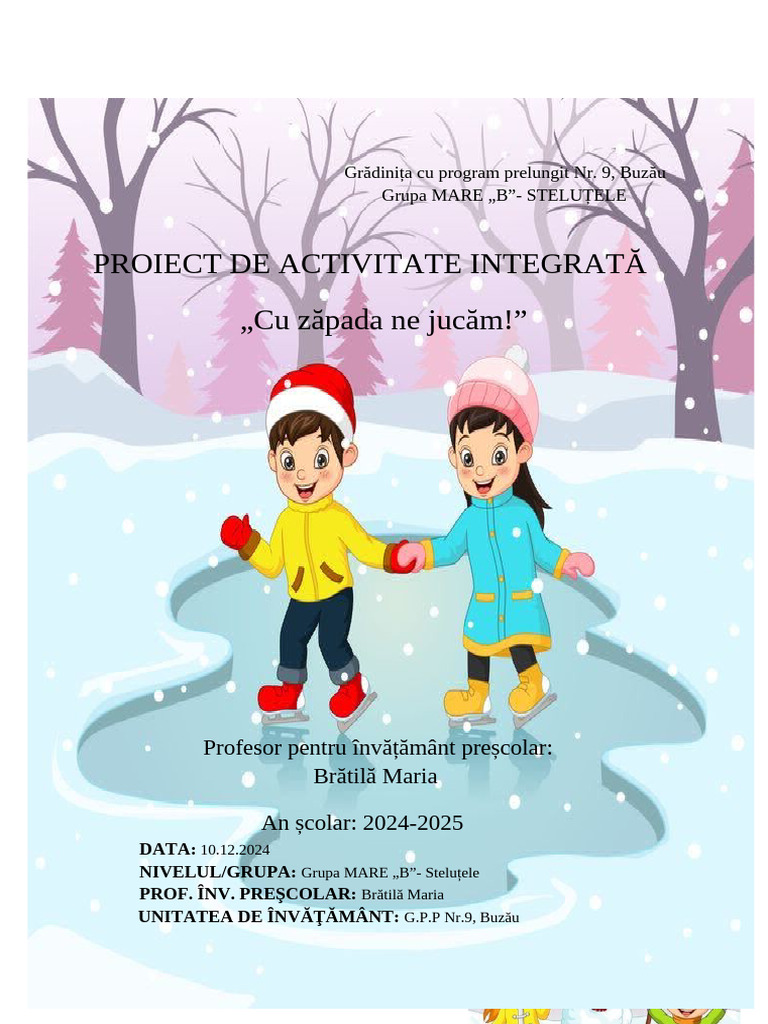 Proiect Didactic - Jocurile Iernii - Maria Bratila | PDF