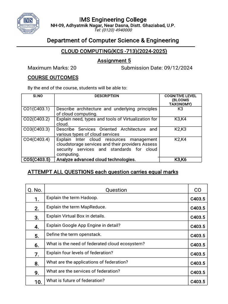Assignment 5 - CC | PDF
