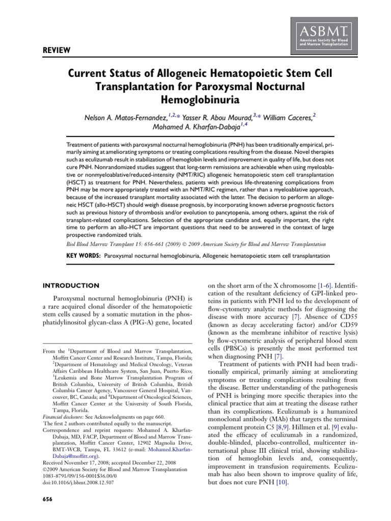 2009 Current Status of Allogeneic Hematopoietic Stem Cell ...