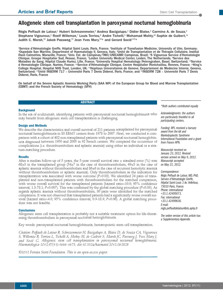 2012 Allogeneic Stem Cell Transplantation in Paroxysmal Nocturnal ...