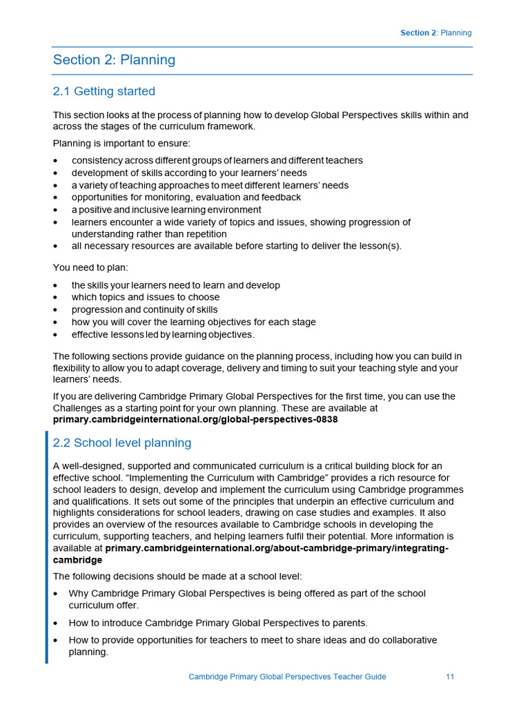 Planning for Global Perspectives Curriculum | PDF | Learning | Curriculum
