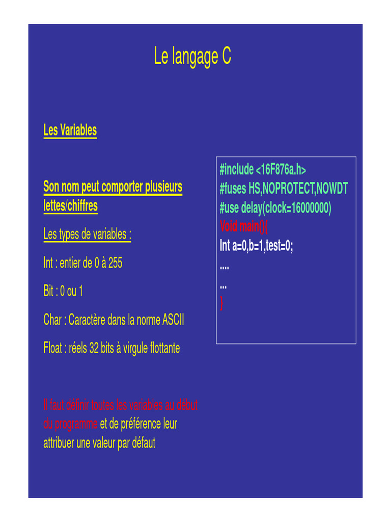Introduction au langage C | PDF | C (Langage de programmation) | Génie ...