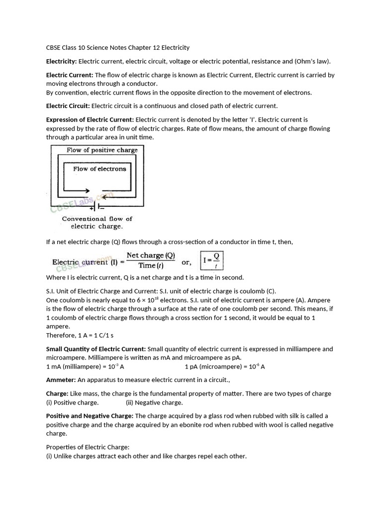 Class 10 Science: Chapter 12 Electricity | PDF | Electrical Resistance ...