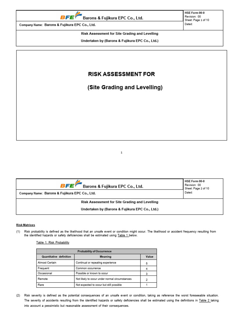 Grader Risk Assessment Overview | PDF | Risk | Personal Protective ...