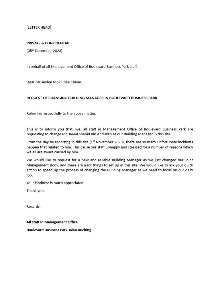 Request of Changing Building Manager (BBP) | PDF