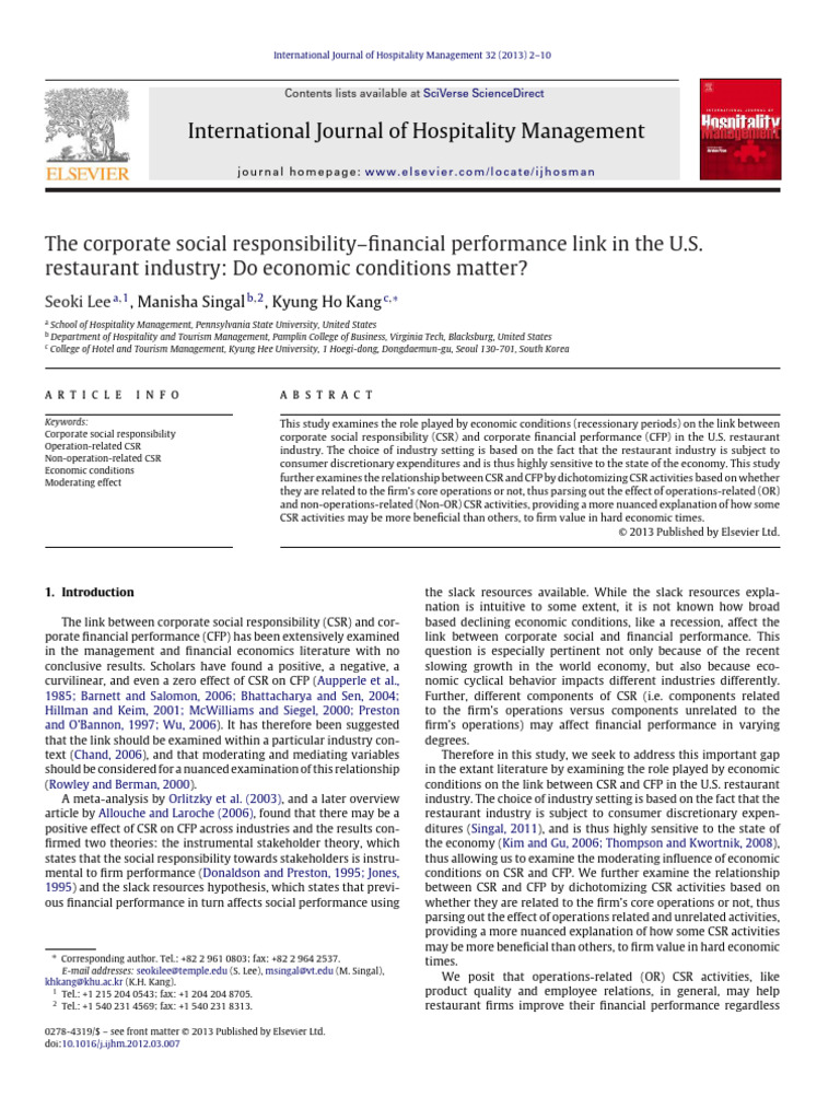 The Corporate Social Responsibility Fina | PDF | Corporate Social ...