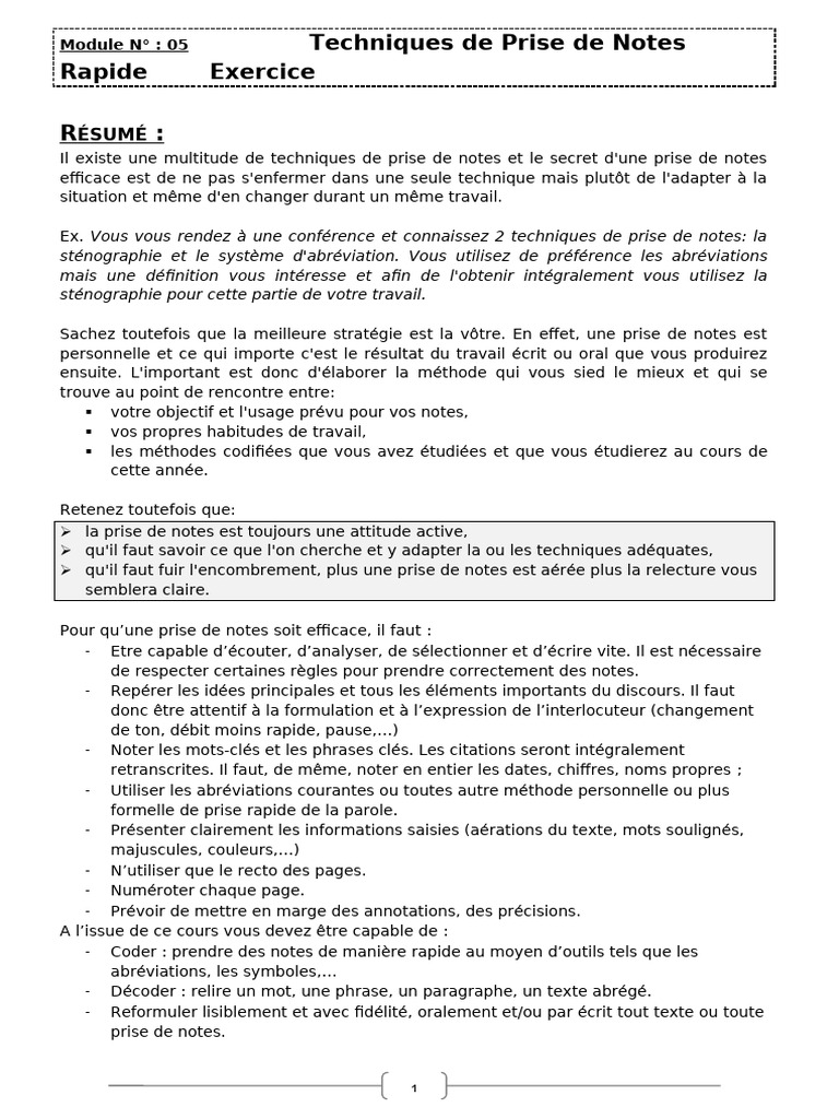 Techniques de Prise de Notes Rapide | PDF | Encre | Communication écrite