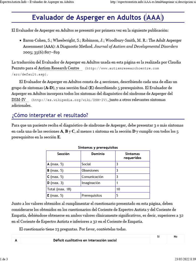 Evaluador De Asperger En Adultos – FVTTA