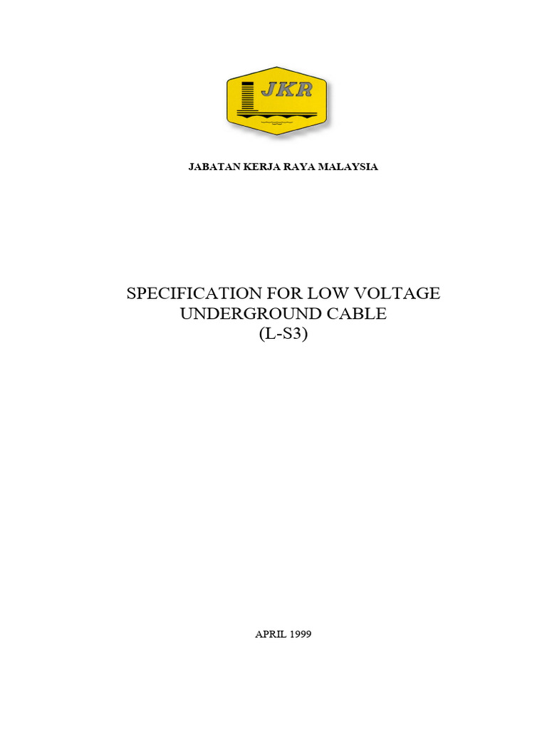 JKR Low Voltage Underground Cable Spec | PDF | Insulator (Electricity ...