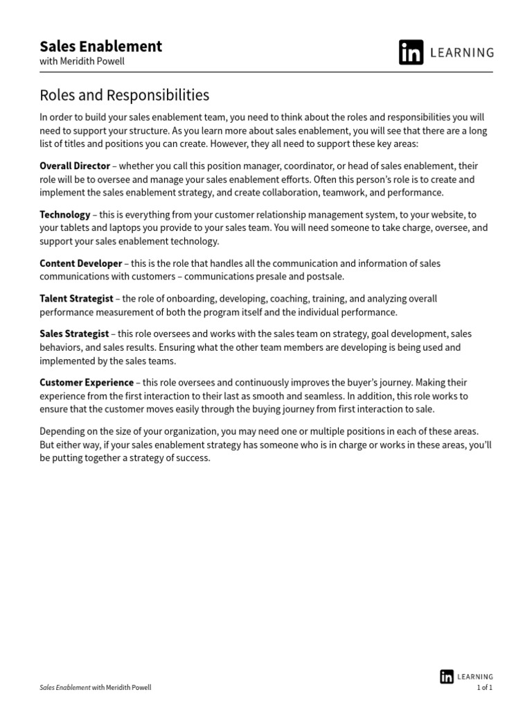 Roles and Responsiblities | PDF