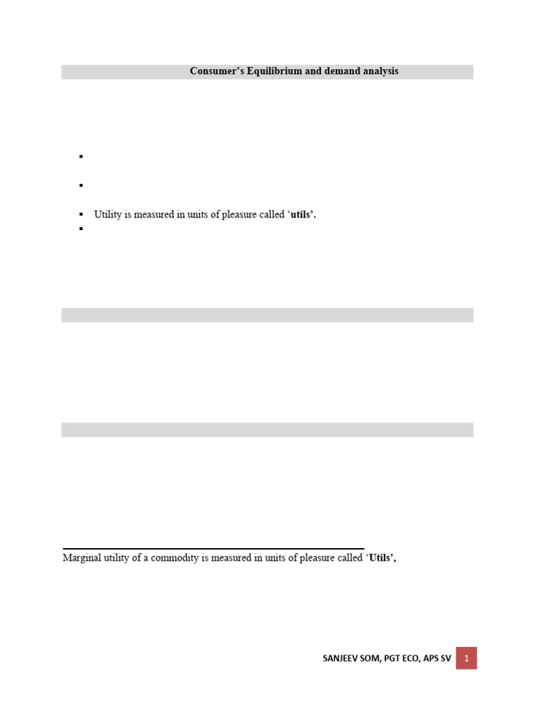 Cardinal Approach to Consumer Equilibrium | PDF | Utility | Economic ...