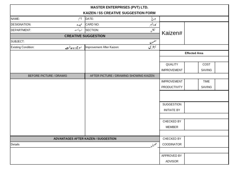 Kaizen Format Zubair | PDF